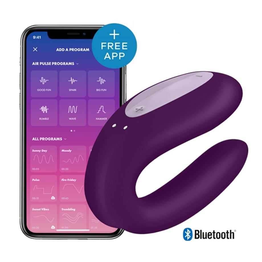 SATISFYER - DOUBLE JOY VIOLET AKILLI TELEFON UYUMLU PARTNER VİBRATÖR
