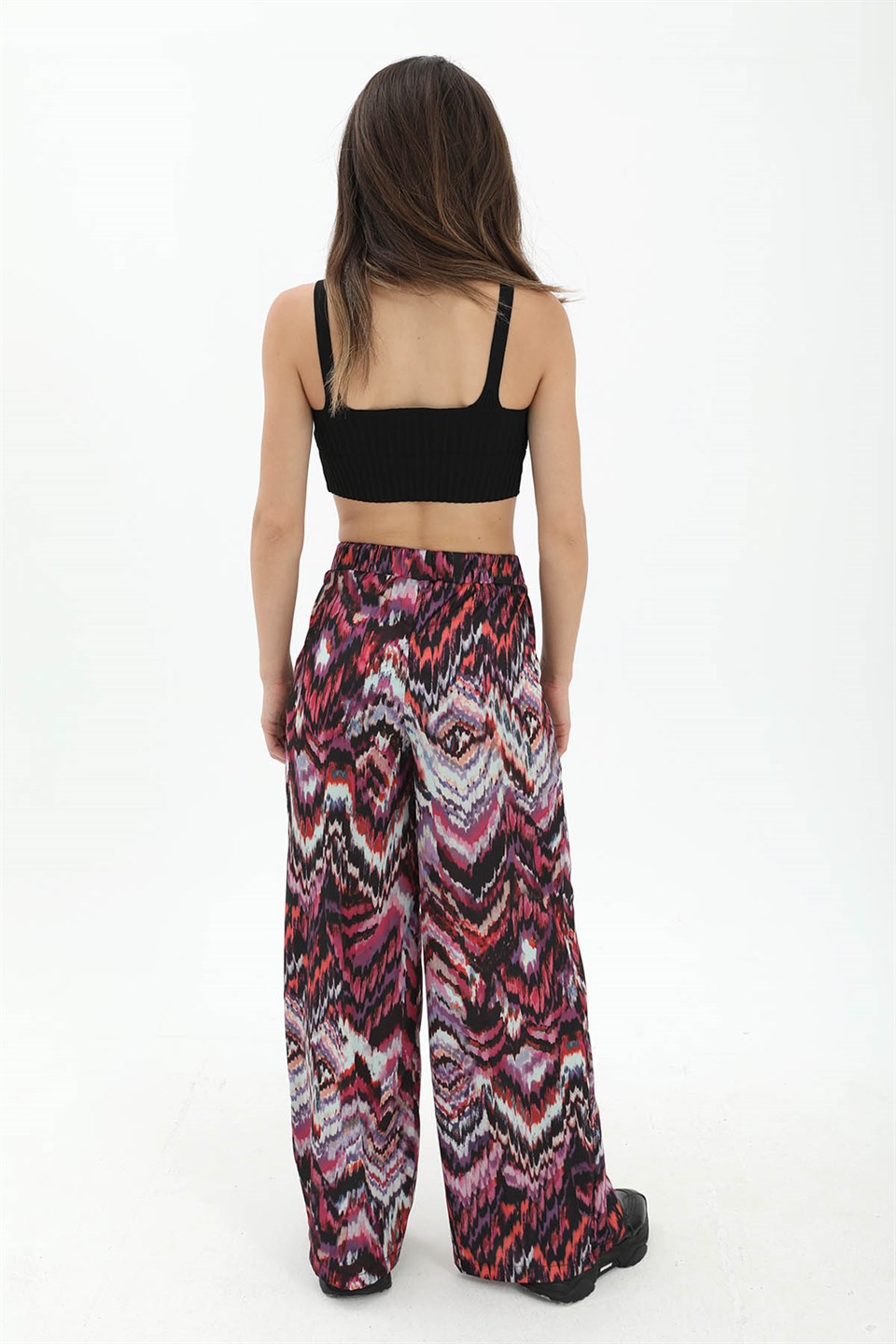 Dalga Desenli Pantolon - Mor