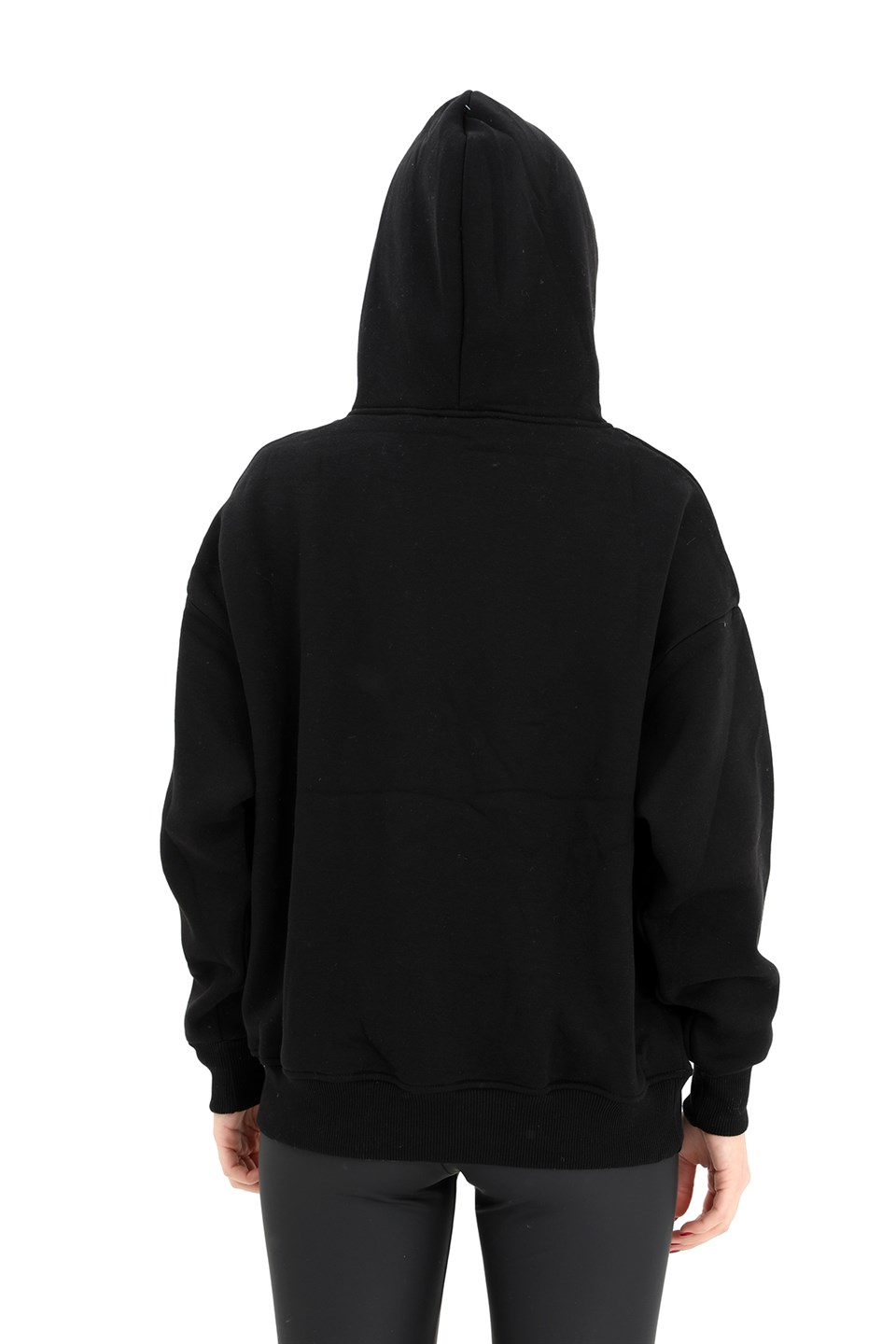 Kapüşonlu School Baskılı Üç İplik Sweat - Siyah