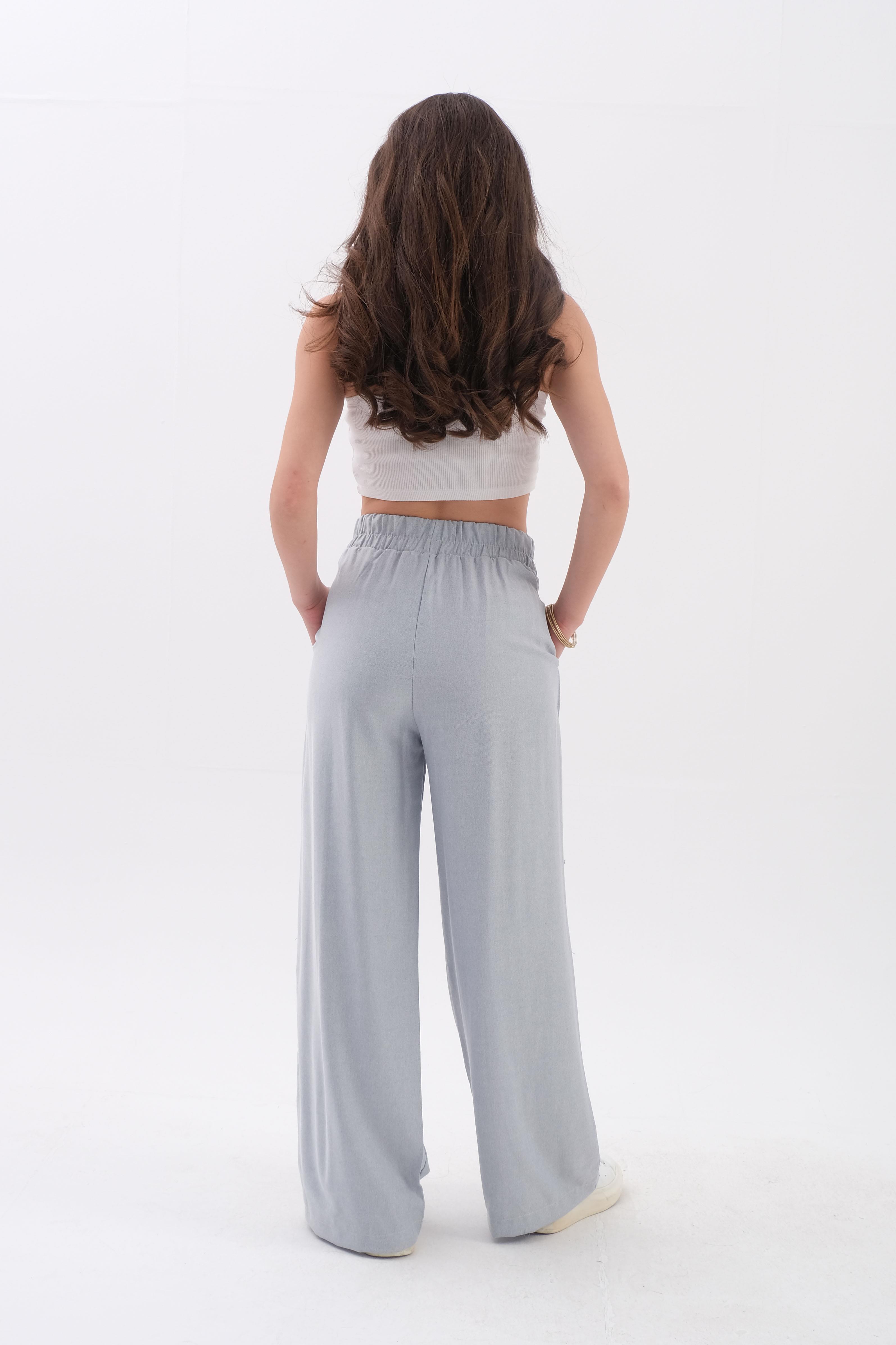 Önü Çimalı Diyagonal Pantolon - Antrasit