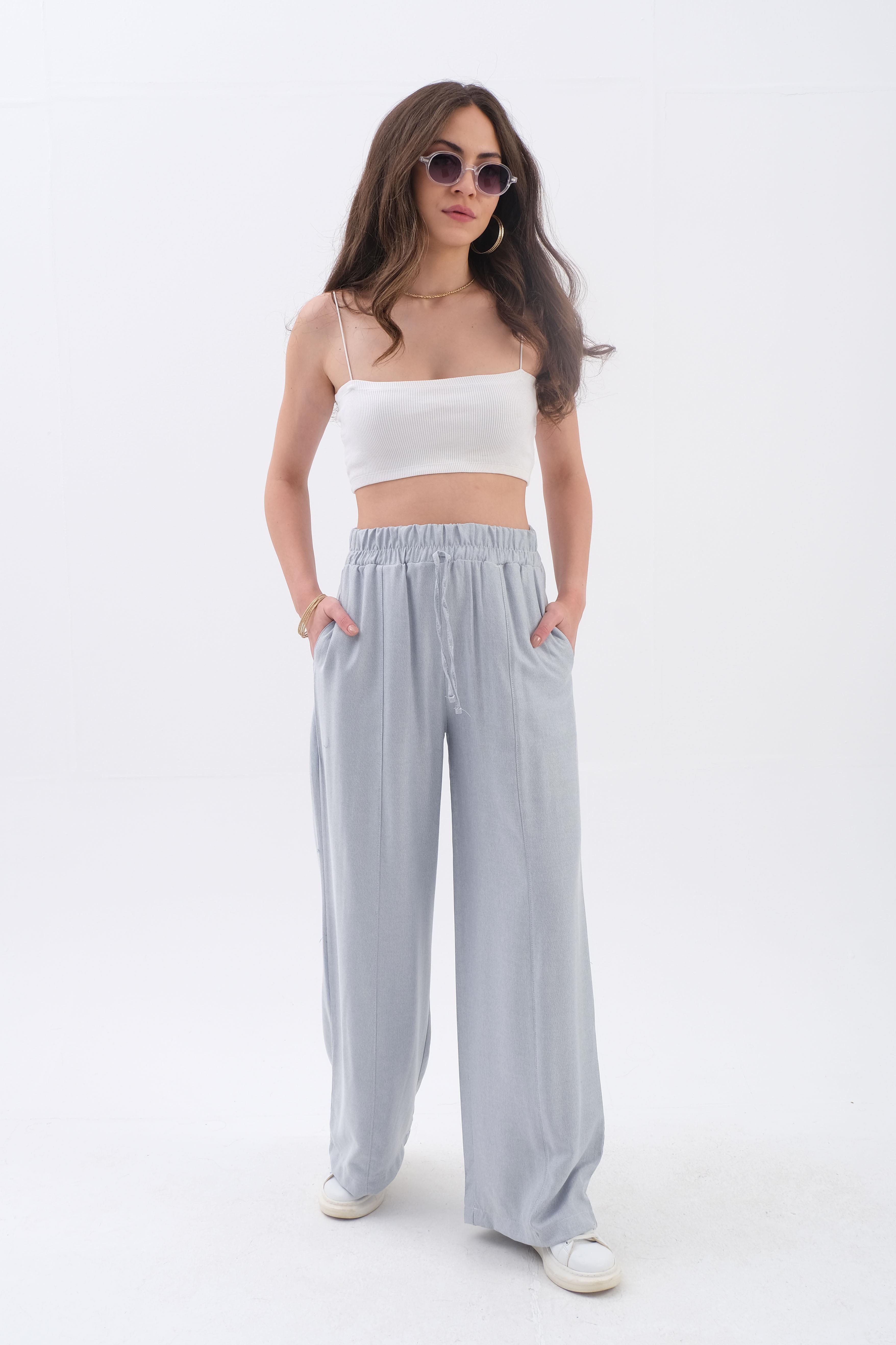 Önü Çimalı Diyagonal Pantolon - Antrasit