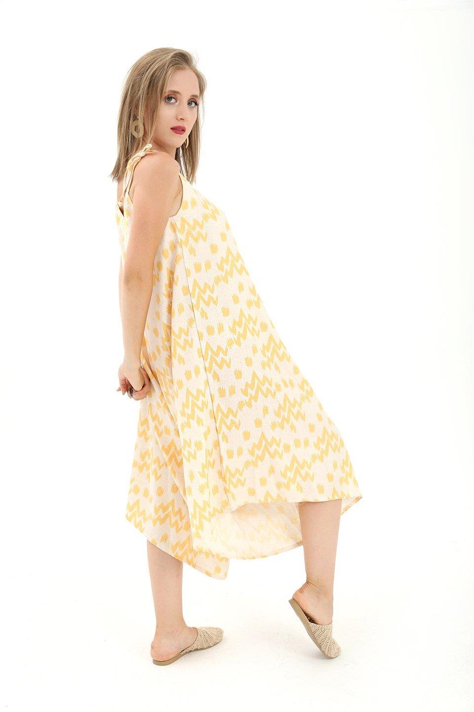 Tulum Ayarlanabilir Askılı Keten Desenli - Sarı