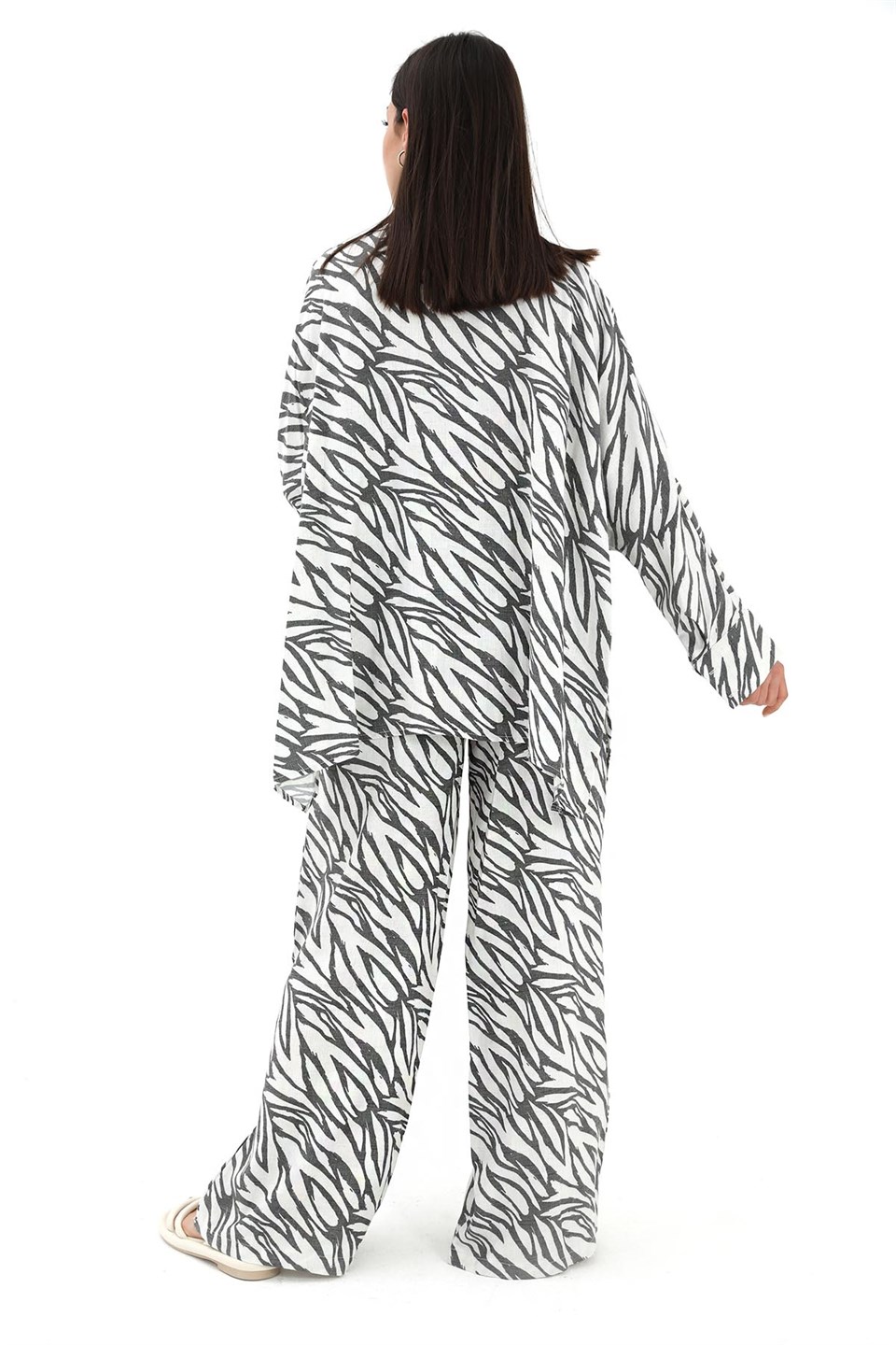 Zebra Desenli Alt Üst İkili Takım - Siyah
