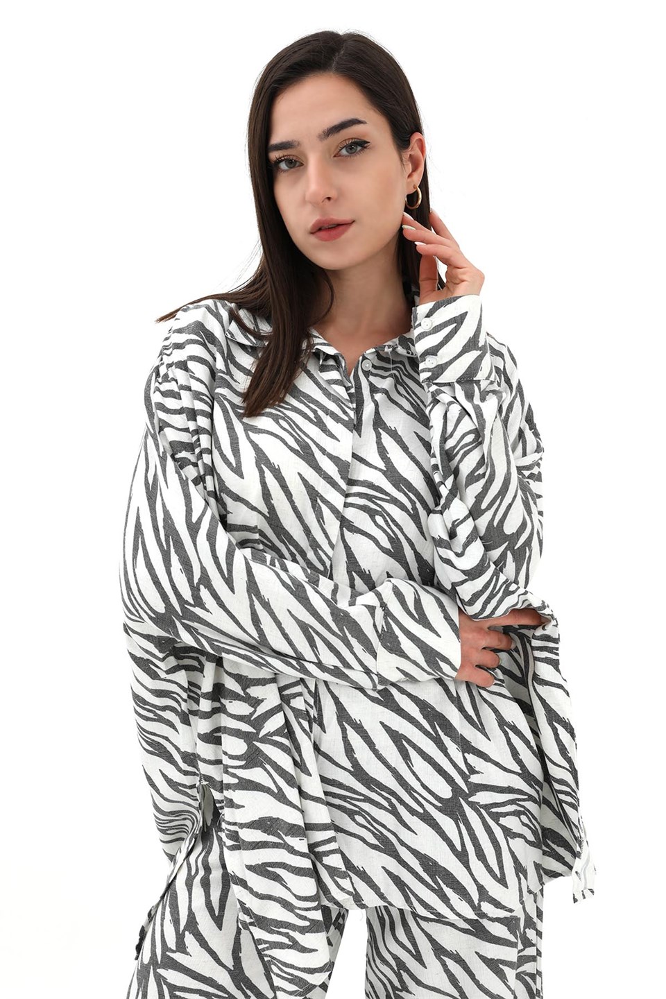 Zebra Desenli Alt Üst İkili Takım - Siyah