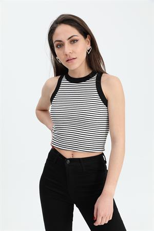 Atlet Geniş Biyeli Çizgili Kaşkorse - Beyaz