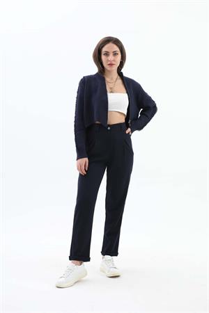 Beli Lastikli Cepli Havuç Pantolon - Lacivert