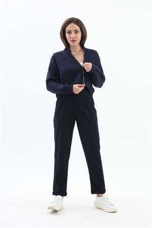 Beli Lastikli Cepli Havuç Pantolon - Lacivert