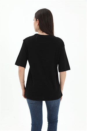 Bisiklet Yaka Denver Leagune Baskılı T-Shirt - Siyah