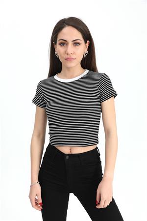 Bluz Bisiklet Yaka Çizgili Kaşkorse - Antrasit