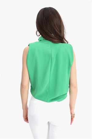 Bluz Kolsuz Degaje Yaka - Yeşil