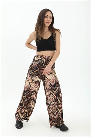 Dalga Desenli Pantolon - Kahverengi