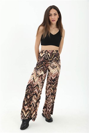 Dalga Desenli Pantolon - Kahverengi