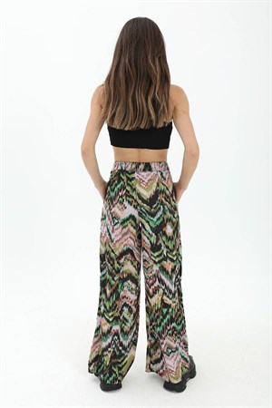 Dalga Desenli Pantolon - Yeşil