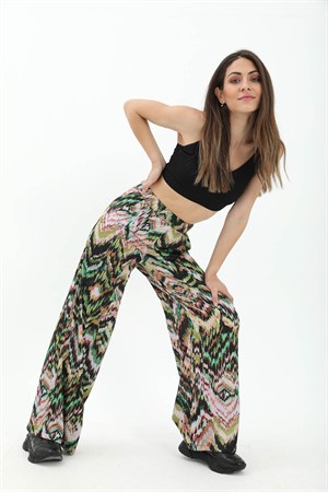 Dalga Desenli Pantolon - Yeşil
