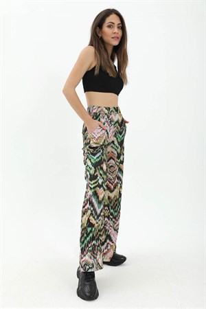 Dalga Desenli Pantolon - Yeşil