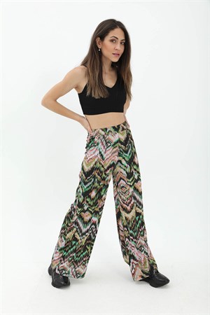 Dalga Desenli Pantolon - Yeşil