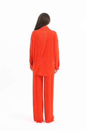 Düğme Detaylı Örme Pilise Takım - Turuncu