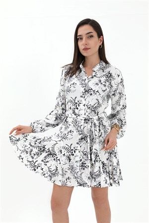 Eteği Volanlı Viskon Elbise - Siyah