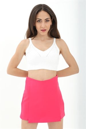 Etek Görünümlü Şort Etek - Fuşya