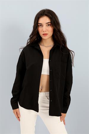 Gömlek Cepli Arkası Zincir Detaylı - Siyah