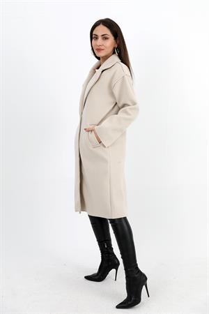 Kaşe Kaban Kruvaze Yaka Kolu Arma Detaylı - Taş