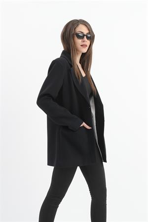 Kol Ağzı Çizgili Cepli Poliviskon Ceket - Lacivert