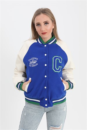 Kolları Deri Reglan Kollu Kolej Mont Ceket - SaksMavisi