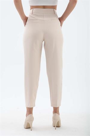 Memur Kesim Cepli Kumaş Pantolon - Bej