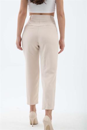Memur Kesim Cepli Kumaş Pantolon - Bej