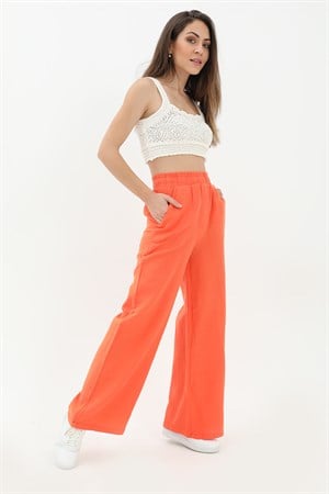 Püsküllü Keten Takım - Turuncu