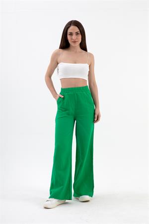 Püsküllü Keten Takım - Yeşil