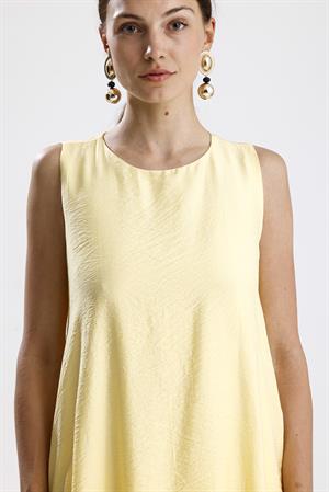 Sıfır Kol Balon Etekli Elbise - Sarı