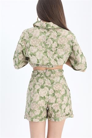 Şort Baskılı Duble Katlamalı Lastikli - Yeşil
