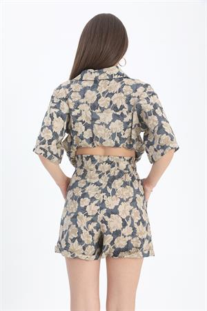 Şort Baskılı Duble Katlamalı Lastikli - Lacivert