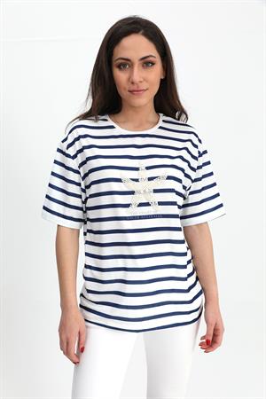 T-shirt Çizgili Deniz Yıldızı - Lacivert
