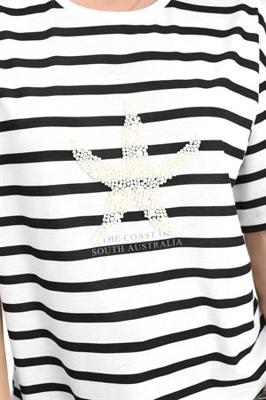 T-shirt Çizgili Deniz Yıldızı - Siyah