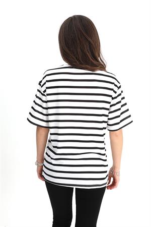 T-shirt Çizgili Deniz Yıldızı - Siyah