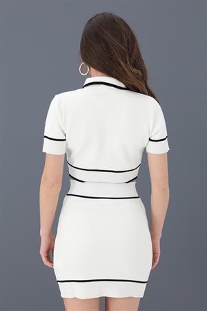 Takım Triko Cep Detaylı Düğmeli - Ekru