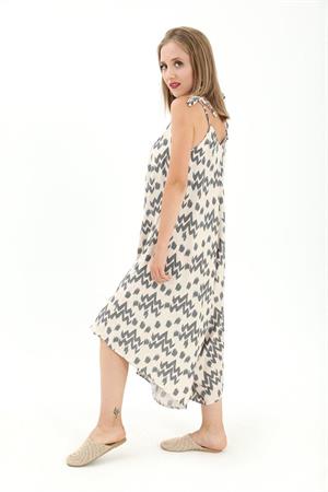 Tulum Ayarlanabilir Askılı Keten Desenli - Antrasit