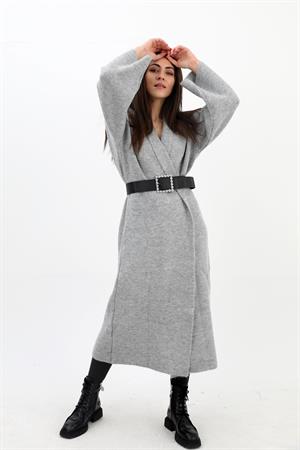 Uzun Salaş Triko Hırka - Gri