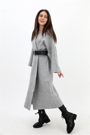 Uzun Salaş Triko Hırka - Gri