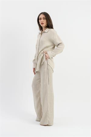 Yandan Bağlamalı Tunik Gömlek - Taş