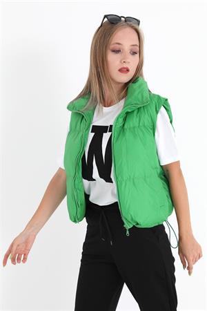 Yelek Önü Fermuarlı Paraşüt Kumaş - Yeşil