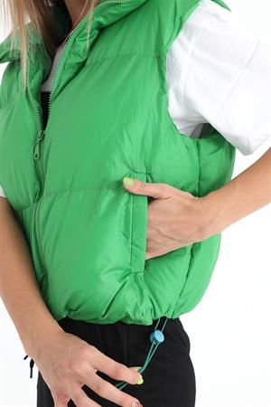 Yelek Önü Fermuarlı Paraşüt Kumaş - Yeşil