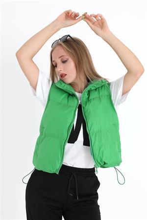 Yelek Önü Fermuarlı Paraşüt Kumaş - Yeşil