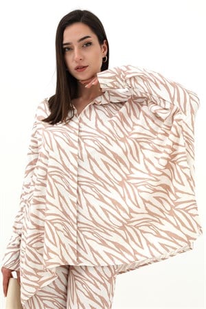 Zebra Desenli Alt Üst İkili Takım - Bej