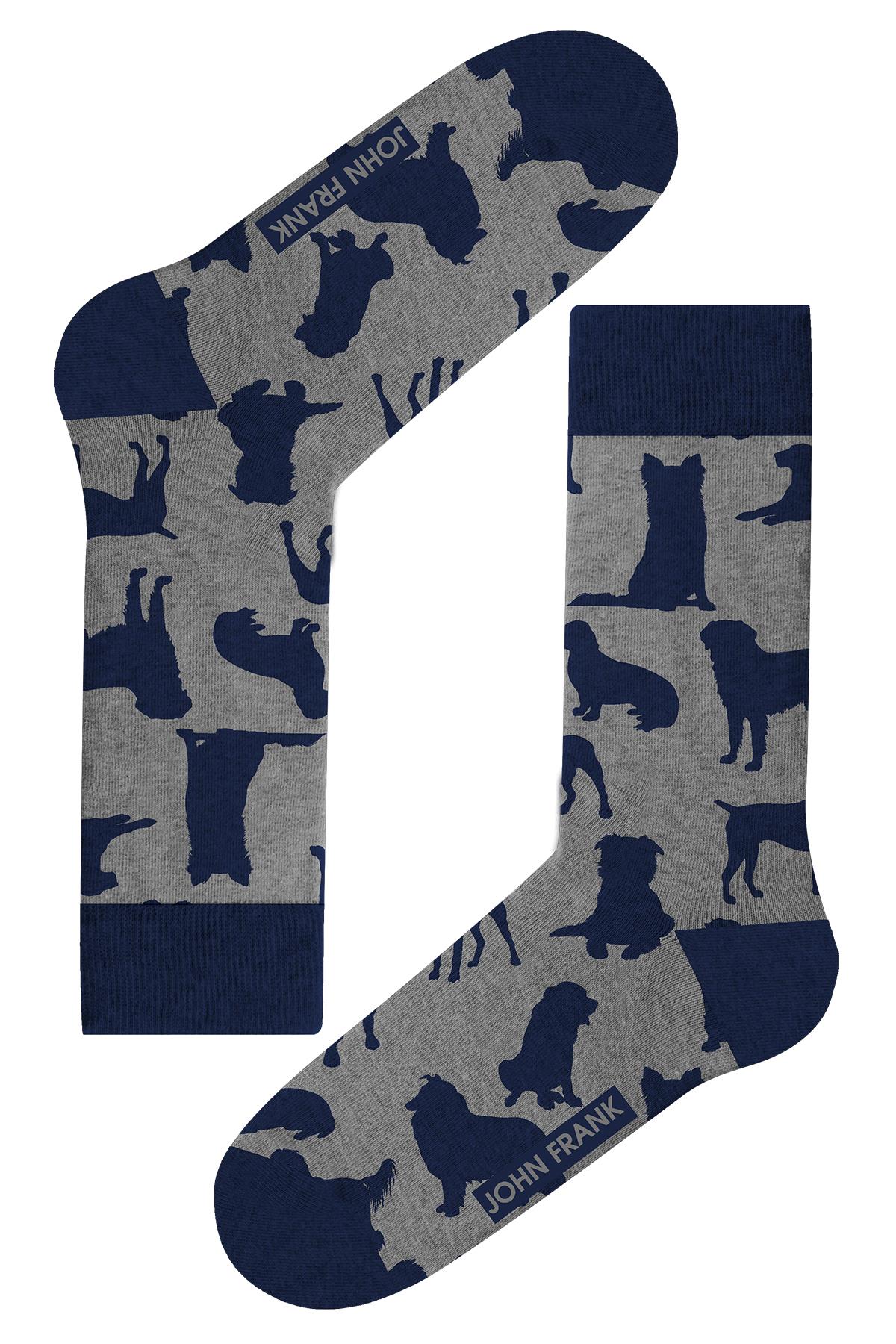 JOHN FRANK EIGHTY FIVE UZUN ÇORAP GRİ-LACİVERT