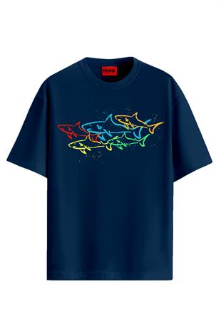 JOHN FRANK PRINTED T-SHIRT LACİVERT