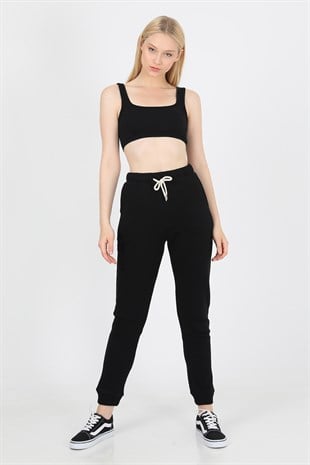 Jphn Frank Puffy Siyah Jogger Pantolon