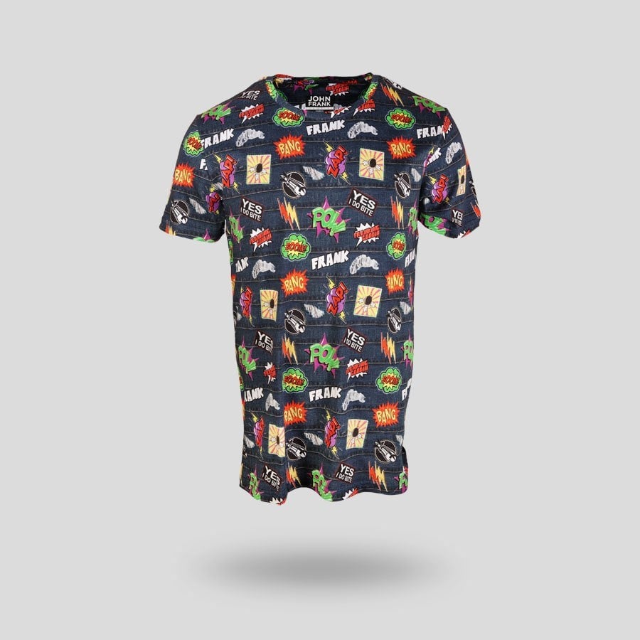 JOHN FRANK BASKILI DİJİTAL T-SHIRT MULTICOLOR